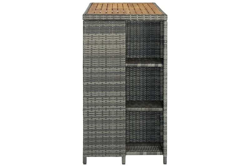 Barbord med oppbevaringsstativ grå 120x60x110 cm polyrotting - Grå - Møbler - Bord - Barbord & ståbord