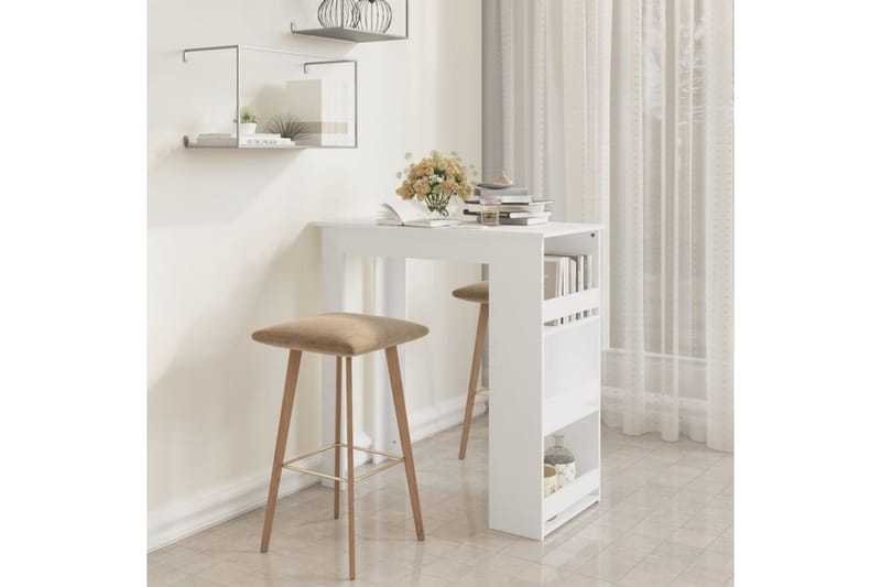 Barbord med oppbevaringsstativ hvit 102x50x103,5 cm sponplat - Hvit - Møbler - Bord - Barbord & ståbord