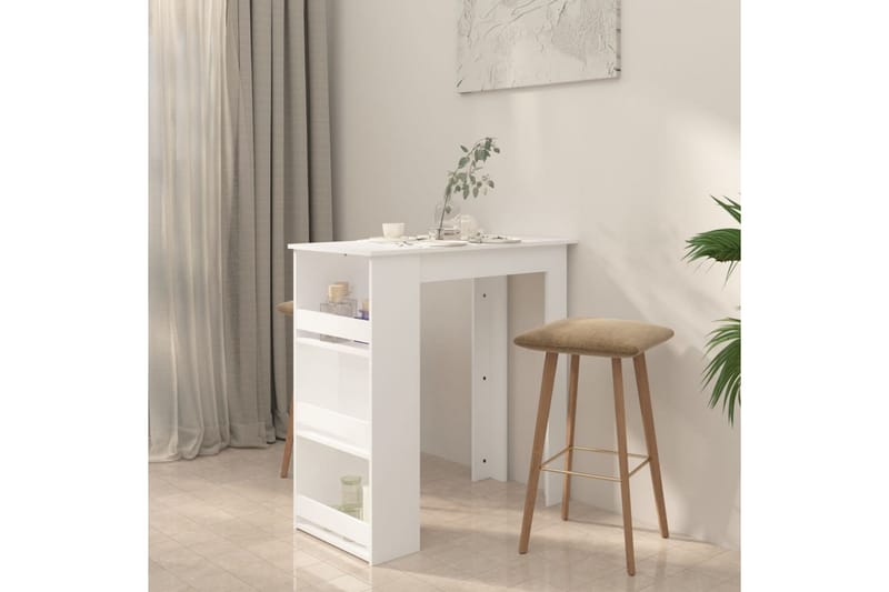 Barbord med oppbevaringsstativ hvit 102x50x103,5 cm sponplat - Hvit - Møbler - Bord - Barbord & ståbord