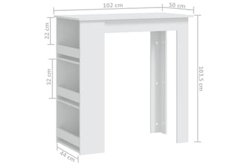 Barbord med oppbevaringsstativ hvit 102x50x103,5 cm sponplat - Hvit - Møbler - Bord - Barbord & ståbord