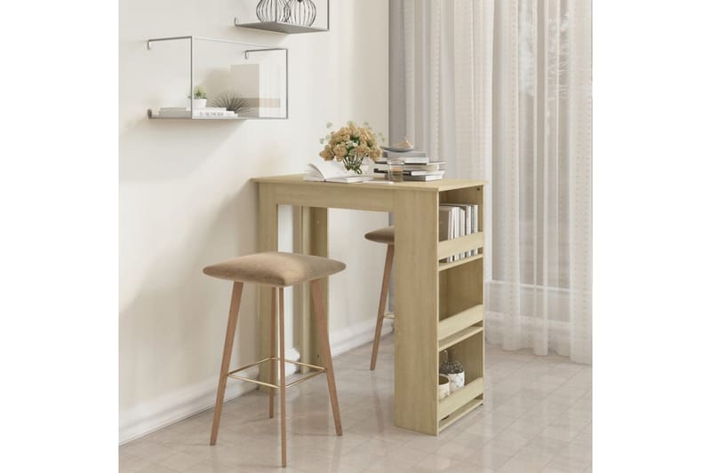 Barbord med oppbevaringsstativ sonoma eik 102x50x103,5 cm sp - Beige - Barbord & ståbord - Barbord med oppbevaring