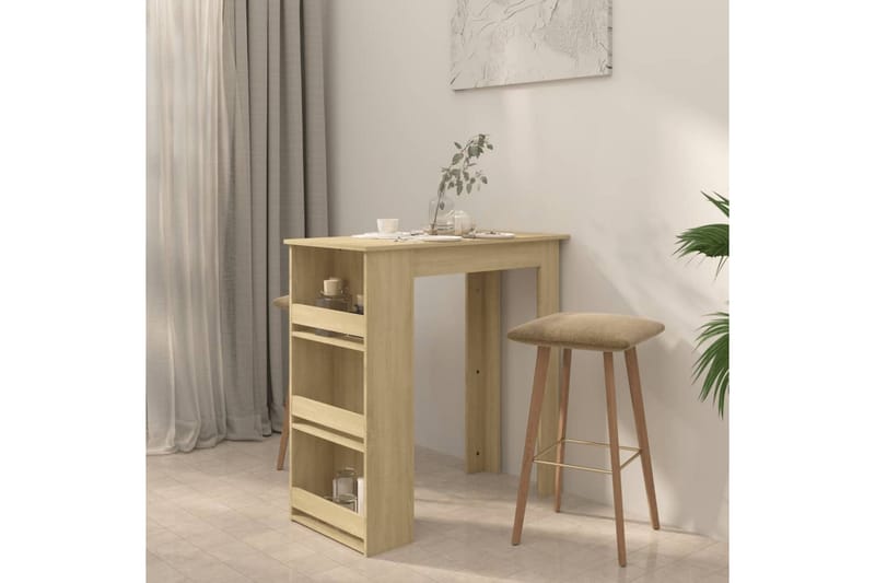 Barbord med oppbevaringsstativ sonoma eik 102x50x103,5 cm sp - Beige - Barbord & ståbord - Barbord med oppbevaring