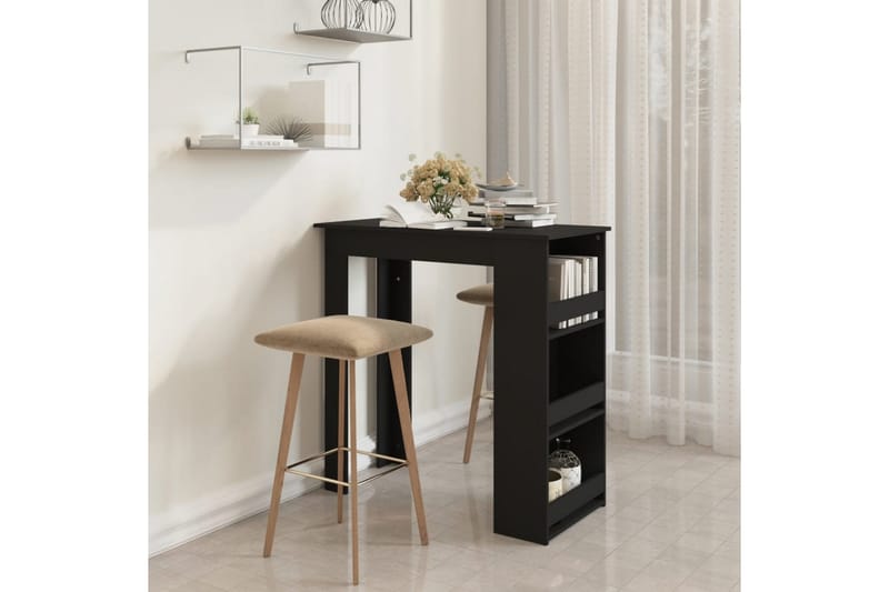 Barbord med oppbevaringsstativ svart 102x50x103,5 cm sponpla - Svart - Møbler - Bord - Barbord & ståbord