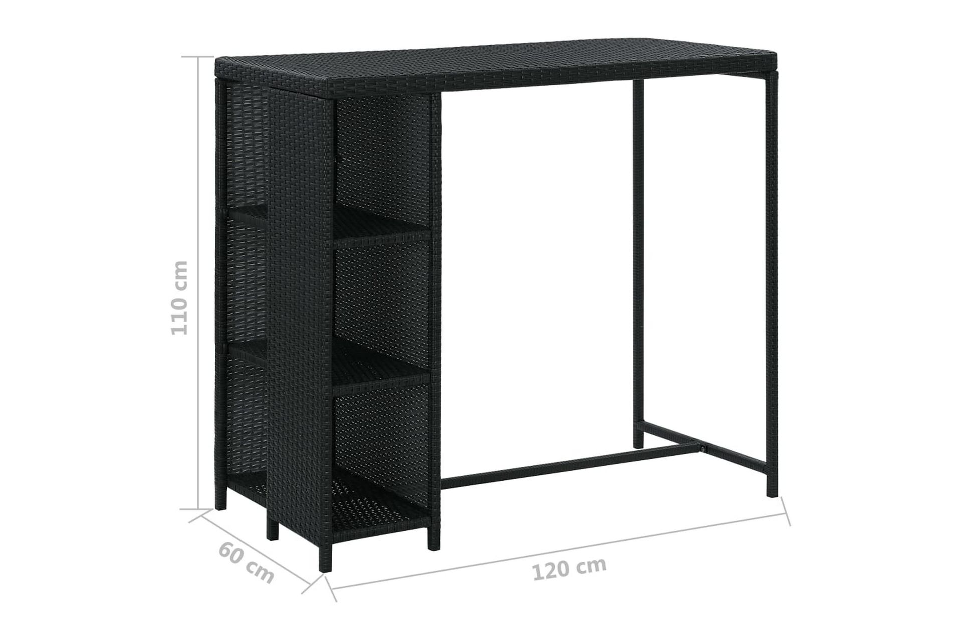 Barbord med oppbevaringsstativ svart 120x60x110 cm - Svart - Møbler - Bord - Barbord & ståbord