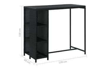 Barbord med oppbevaringsstativ svart 120x60x110 cm - Svart - Møbler - Bord - Barbord & ståbord