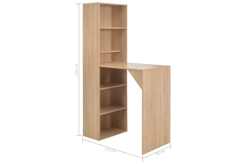 Barbord med skap eik 115x59x200 cm - Brun - Møbler - Bord - Barbord & ståbord