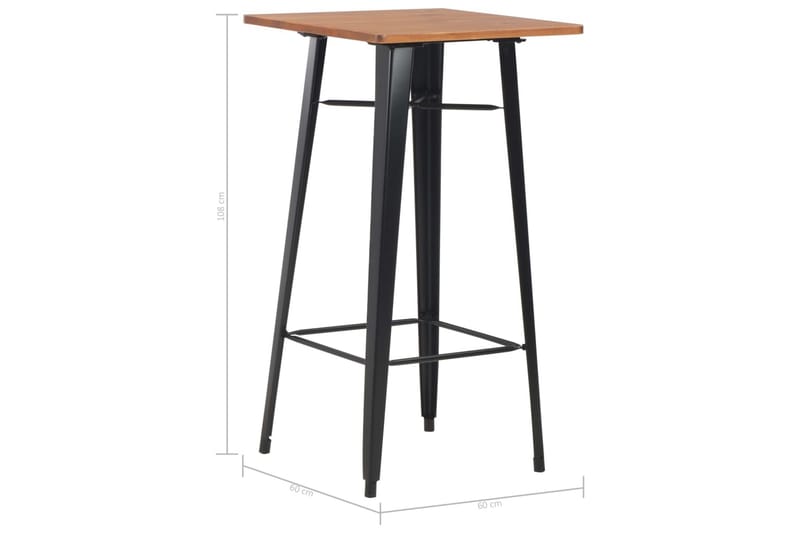 Barbord svart 60x60x108 cm heltre furu stål - Møbler - Bord - Barbord & ståbord
