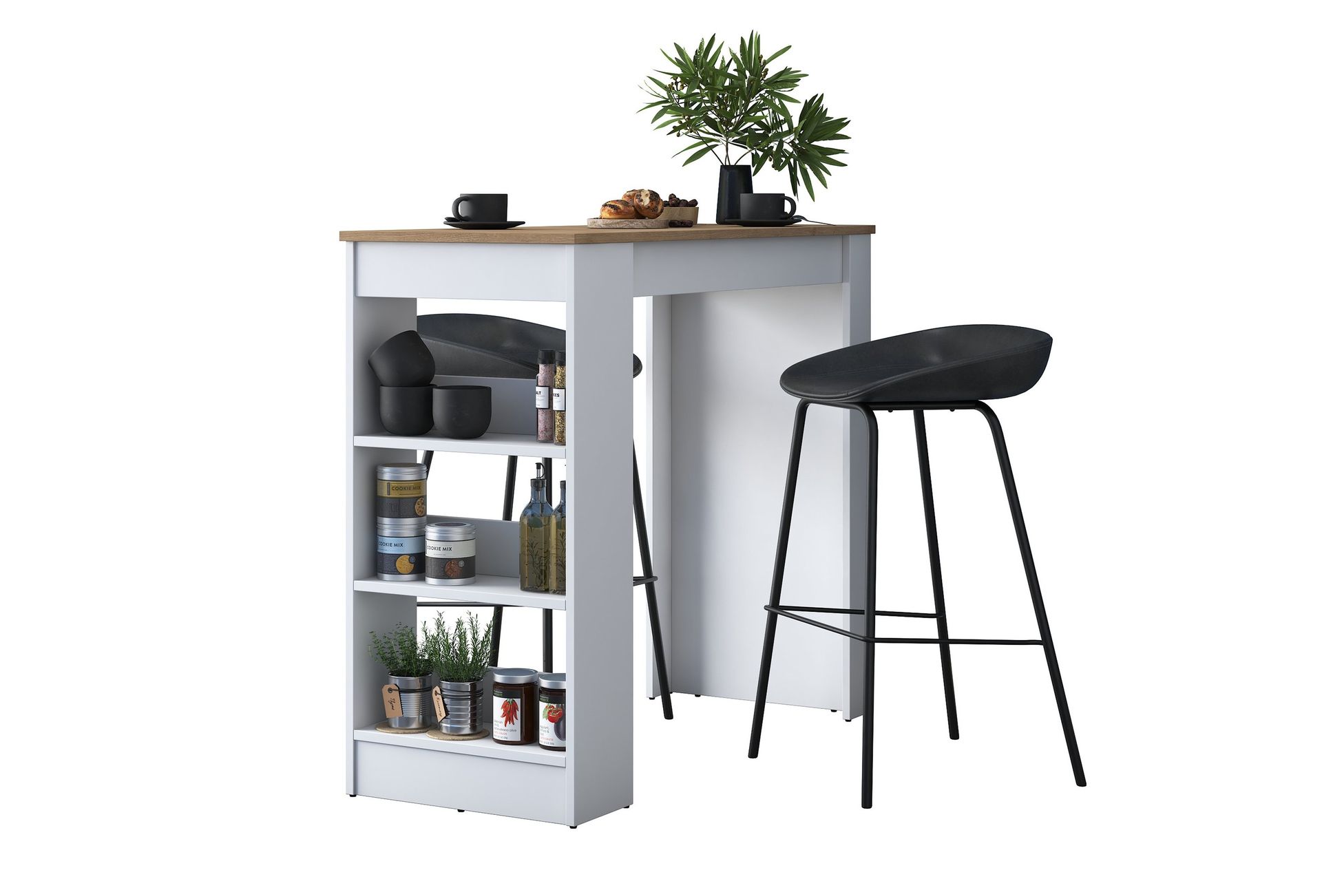 Iwao Bardisk 50x120 cm Brun/Hvit - Hanah Home - Møbler - Bord - Barbord & ståbord