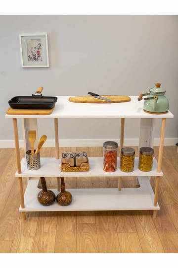Kjøkkenøy Hanah Home Peka Island (120 x 89,5 x 60 cm) Hvit - Hvit - Oppbevaring - Kjøkkenøyer