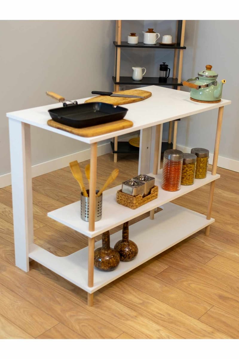 Kjøkkenøy Hanah Home Peka Island (120 x 89,5 x 60 cm) Hvit - Hvit - Møbler - Bord - Barbord & ståbord