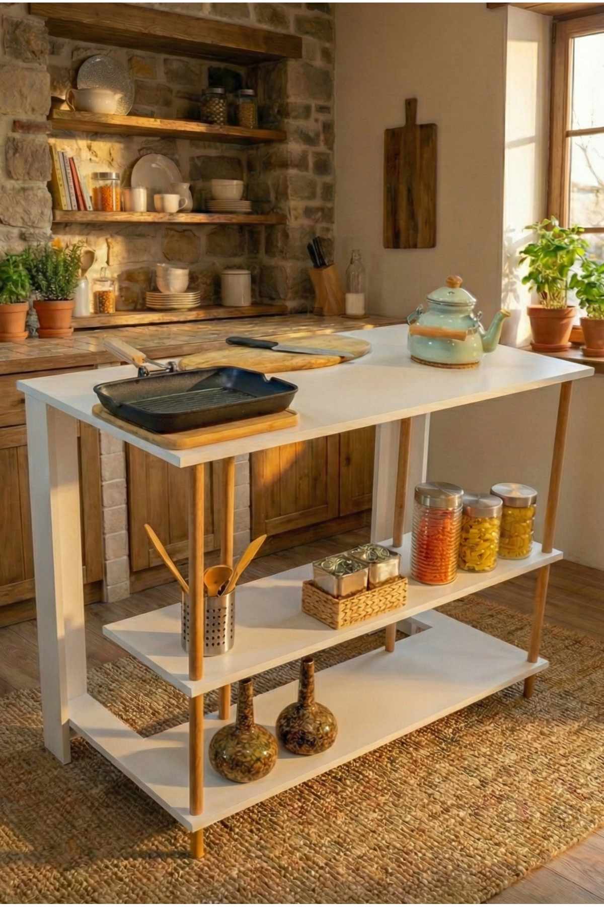 Kjøkkenøy Hanah Home Peka Island (120 x 89,5 x 60 cm) Hvit - Hvit