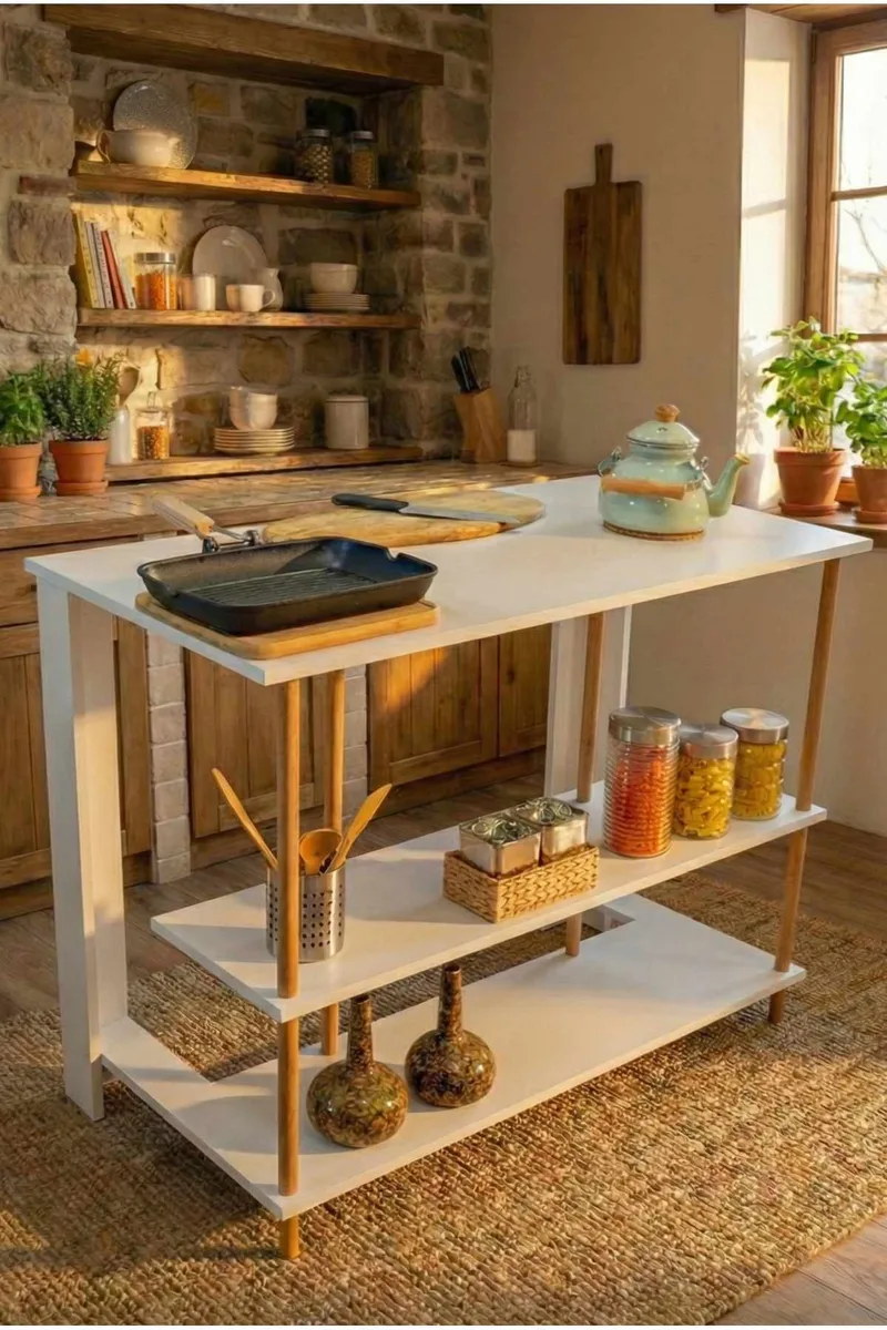 Kjøkkenøy Hanah Home Peka Island (120 x 89,5 x 60 cm) Hvit, Hvit