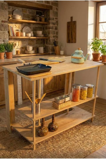 Kjøkkenøy Hanah Home Peka Island (120 x 89,5 x 60 cm) Sapphire Oak - Sapphire Oak - Oppbevaring - Kjøkkenøyer