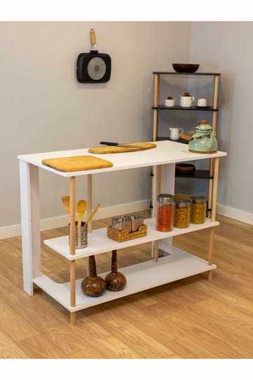 Kjøkkenøy Hanah Home Peka Island (120 x 89,5 x 60 cm) Hvit - Hvit - Oppbevaring - Kjøkkenøyer