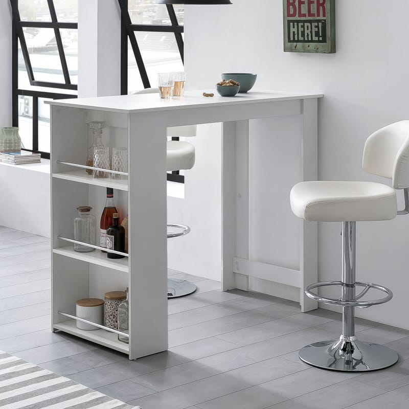 Norova Barbord 120 cm - Hvit og sølvfarget - Møbler - Bord - Barbord & ståbord