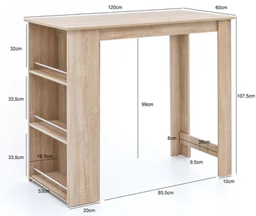 Norova Barbord 120 cm - Sonoma-eik/sølv - Møbler - Bord - Barbord & ståbord