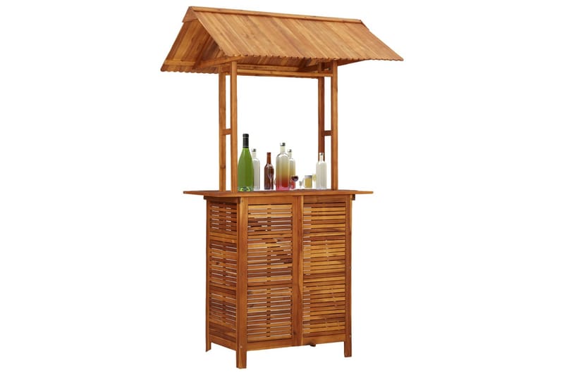 Utendørs barbord med tak 122x106x217 cm heltre akasie - Brun - Møbler - Bord - Barbord & ståbord