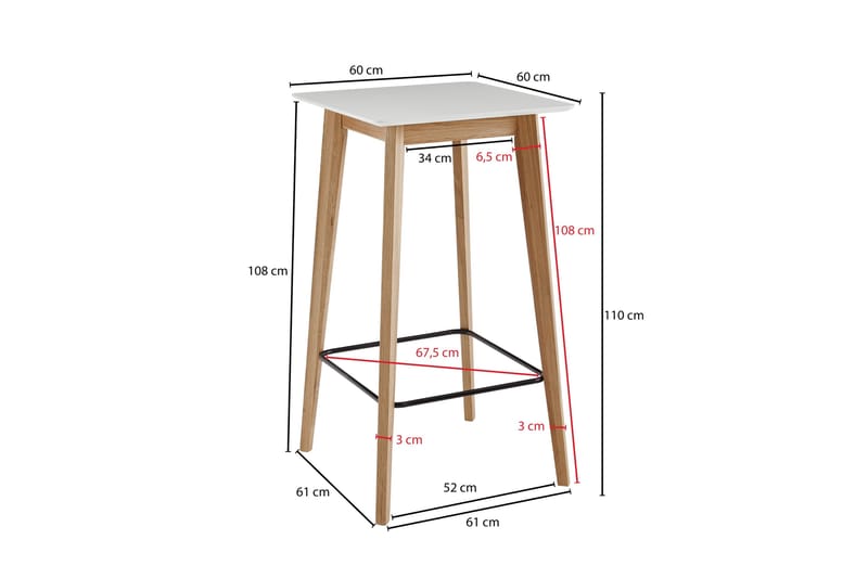 Willowdale Barbord 60 cm - Hvit/Natur - Møbler - Bord - Barbord & ståbord