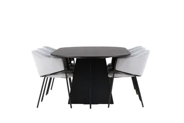 Bariso Spisebord 230x115x75 cm Ovalt med 6 Evelina Armstoler - Møbler - Bord - Spisegrupper