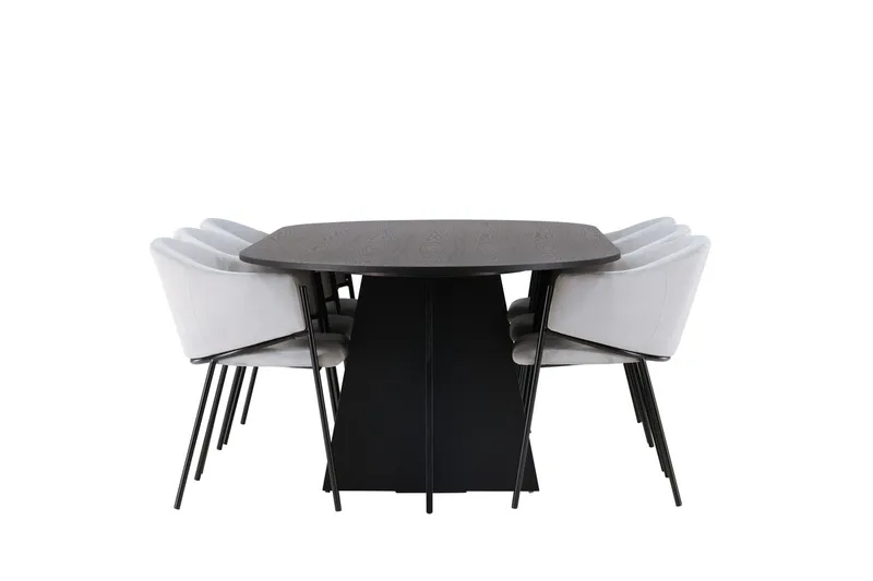 Bariso Spisebord 230x115x75 cm Ovalt med 6 Evelina Armstoler - Møbler - Bord - Spisegrupper