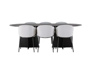 Bariso Spisebord 230x115x75 cm Ovalt med 6 Evelina Armstoler - Møbler - Bord - Spisegrupper