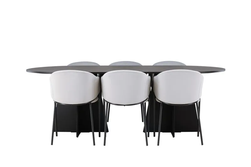 Bariso Spisebord 230x115x75 cm Ovalt med 6 Evelina Armstoler - Møbler - Bord - Spisegrupper