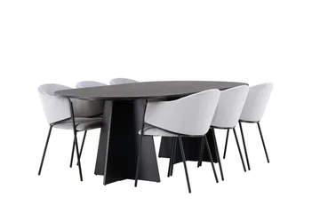Bariso Spisebord 230x115x75 cm Ovalt med 6 Evelina Armstoler - Møbler - Bord - Spisegrupper