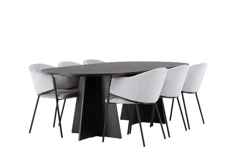 Bariso Spisebord 230x115x75 cm Ovalt med 6 Evelina Armstoler - Møbler - Bord - Spisegrupper