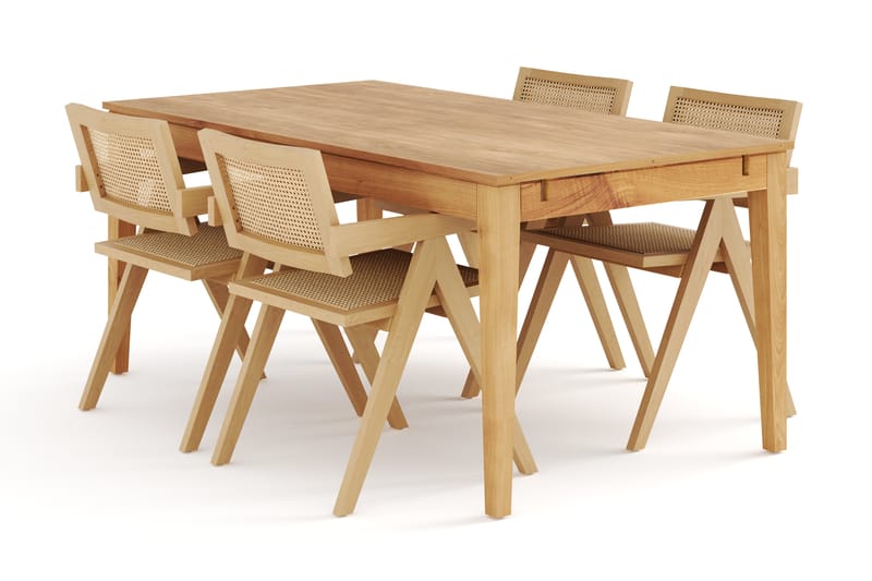 Beagan Forlengningsbart Spisebord 180-280cm med 4 Hetklaf Sp - Brun - Spisegrupper
