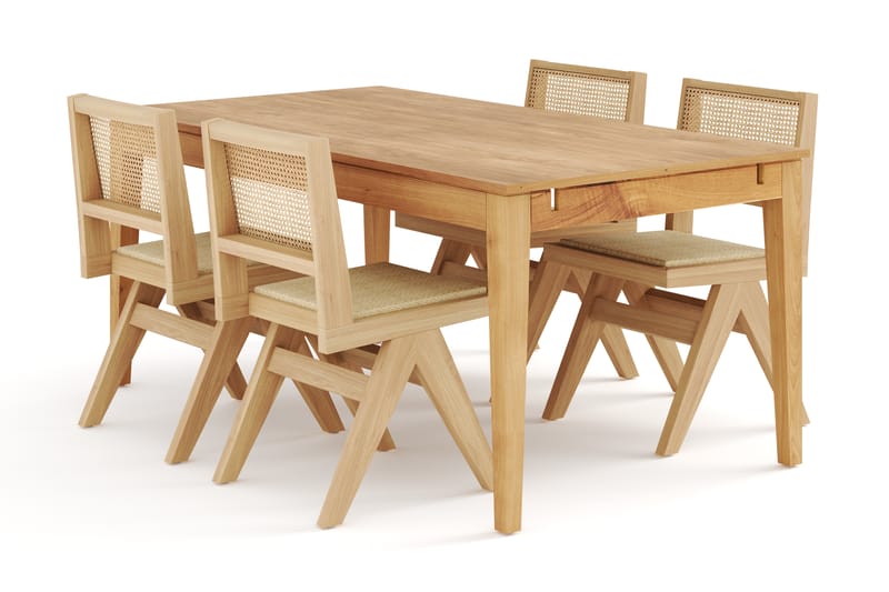 Beagan Forlengningsbart Spisebord 180-280cm med 4 Zanndik St - Brun - Spisegrupper