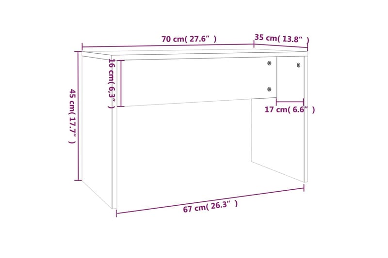 beBasic Krakk til sminkebord brun eik 70x35x45 cm konstruert tre - Brun - Sminkebord & toalettbord