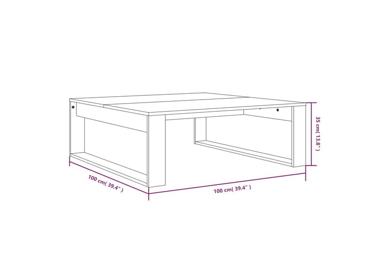 beBasic Salongbord grå sonoma 100x100x35 cm konstruert tre - GrÃ¥ - Møbler - Bord - Sofabord