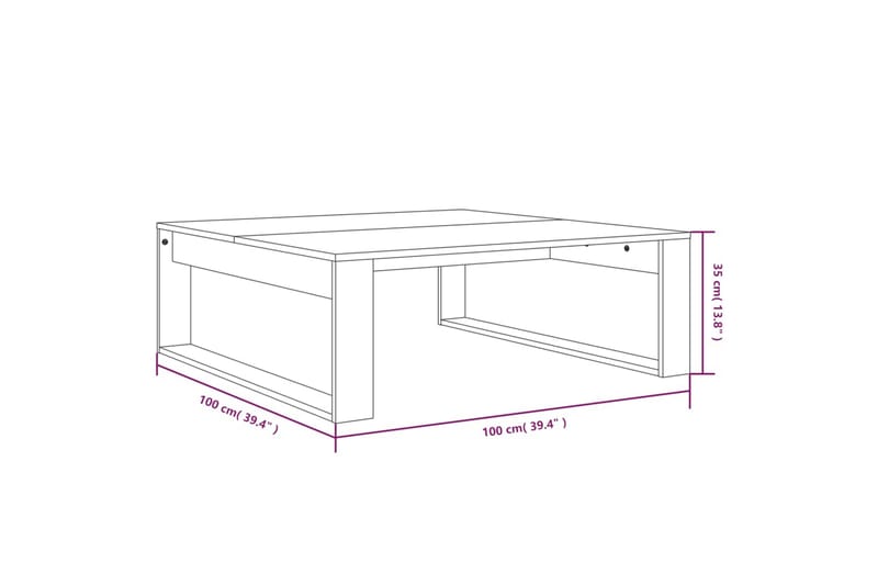 beBasic Salongbord grå sonoma 100x100x35 cm konstruert tre - GrÃ¥ - Sofabord