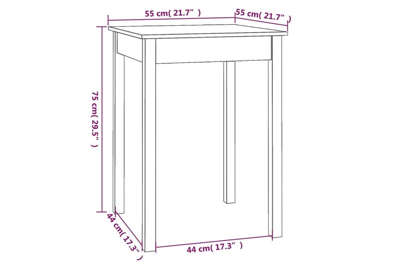 beBasic Sidebord hvit 55x55x75 cm heltre furu - Hvit - Møbler - Bord - Spisebord & kjøkkenbord