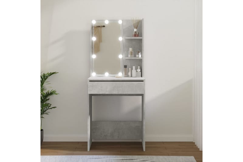 beBasic Sminkebord med LED betonggrå 60x40x140 cm - GrÃ¥ - Møbler - Bord - Sminkebord & toalettbord