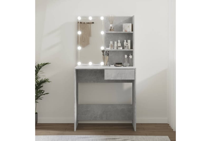 beBasic Sminkebord med LED betonggrå 74,5x40x141 cm - GrÃ¥ - Møbler - Bord - Sminkebord & toalettbord