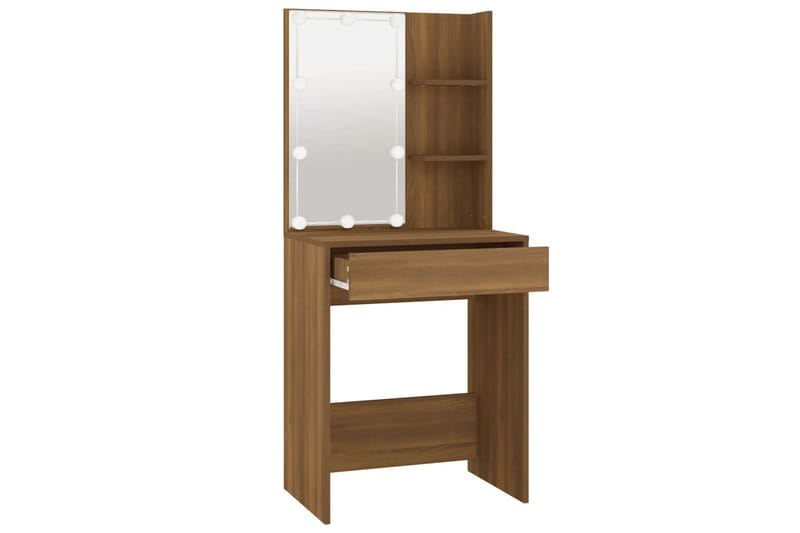 beBasic Sminkebord med LED brun eik 60x40x140 cm - Brun - Møbler - Bord - Sminkebord & toalettbord