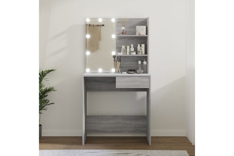 beBasic Sminkebord med LED grå sonoma 74,5x40x141 cm - GrÃ¥ - Møbler - Bord - Sminkebord & toalettbord