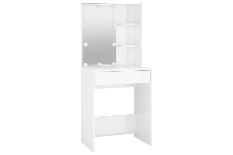 beBasic Sminkebord med LED høyglans hvit 60x40x140 cm - Hvit - Møbler - Bord - Sminkebord & toalettbord