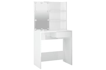 beBasic Sminkebord med LED høyglans hvit 74,5x40x141 cm - Hvit - Møbler - Bord - Sminkebord & toalettbord