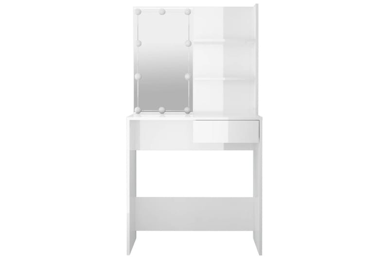 beBasic Sminkebord med LED høyglans hvit 74,5x40x141 cm - Hvit - Møbler - Bord - Sminkebord & toalettbord