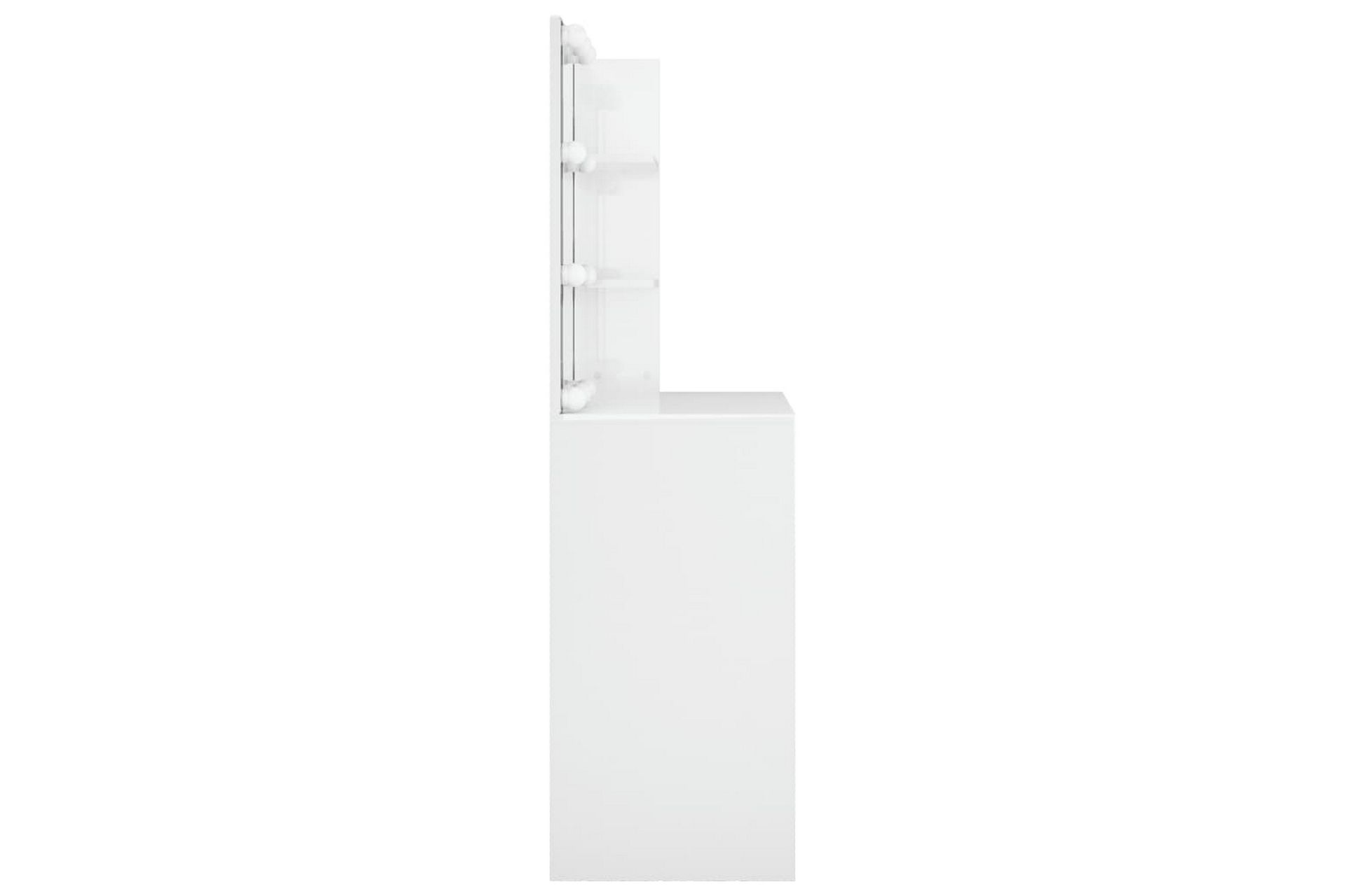 beBasic Sminkebord med LED høyglans hvit 74,5x40x141 cm - Hvit - Møbler - Bord - Sminkebord & toalettbord