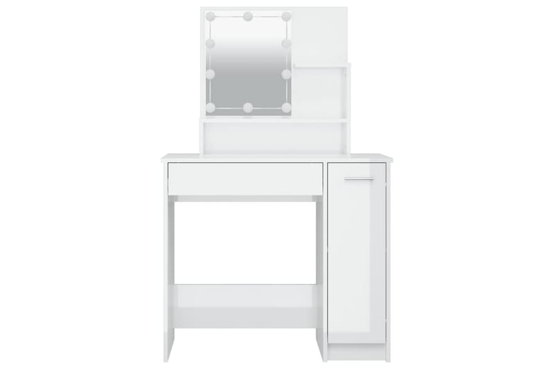 beBasic Sminkebord med LED høyglans hvit 86,5x35x136 cm - Hvit - Møbler - Bord - Sminkebord & toalettbord