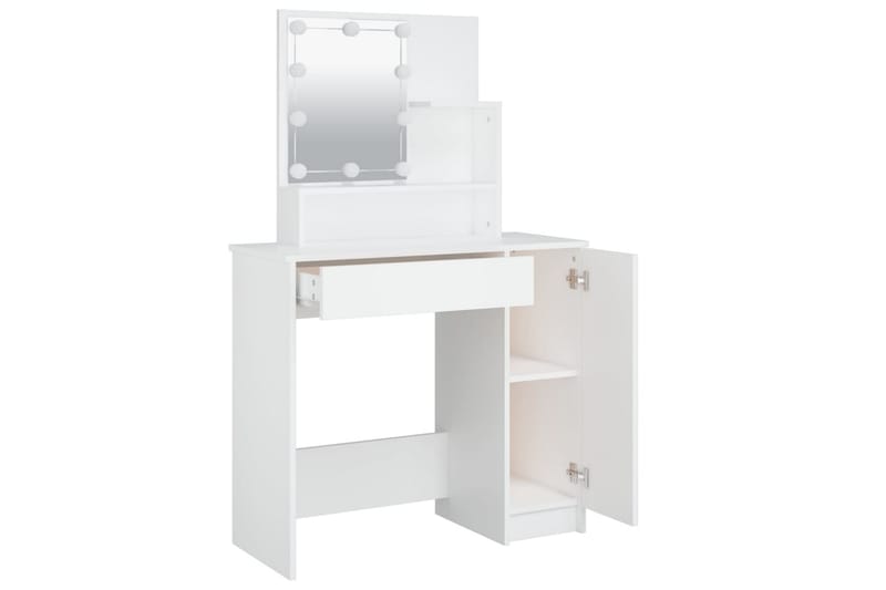 beBasic Sminkebord med LED hvit 86,5x35x136 cm - Hvit - Møbler - Bord - Sminkebord & toalettbord