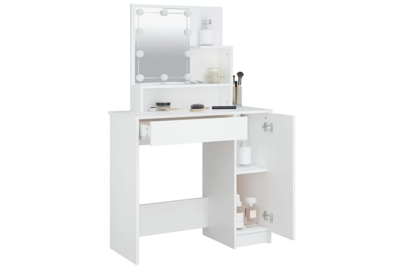 beBasic Sminkebord med LED hvit 86,5x35x136 cm - Hvit - Møbler - Bord - Sminkebord & toalettbord