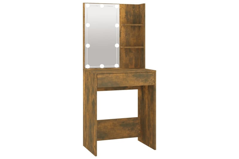 beBasic Sminkebord med LED r�økt eik 60x40x140 cm - Brun - Møbler - Bord - Sminkebord & toalettbord