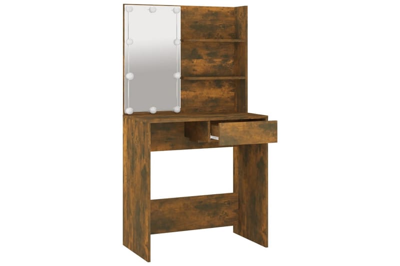beBasic Sminkebord med LED røkt eik 74,5x40x141 cm - Brun - Møbler - Bord - Sminkebord & toalettbord