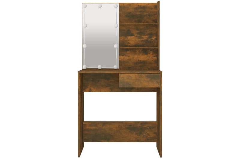 beBasic Sminkebord med LED røkt eik 74,5x40x141 cm - Brun - Møbler - Bord - Sminkebord & toalettbord
