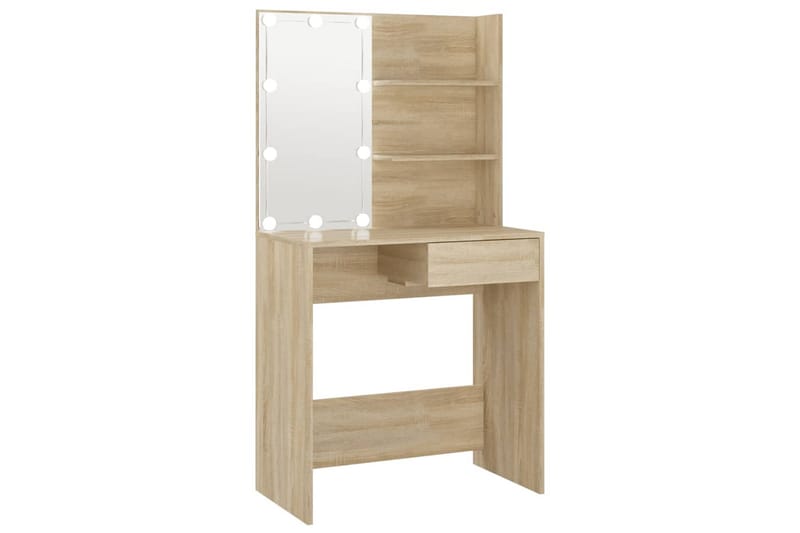 beBasic Sminkebord med LED sonoma eik 74,5x40x141 cm - Brun - Møbler - Bord - Sminkebord & toalettbord