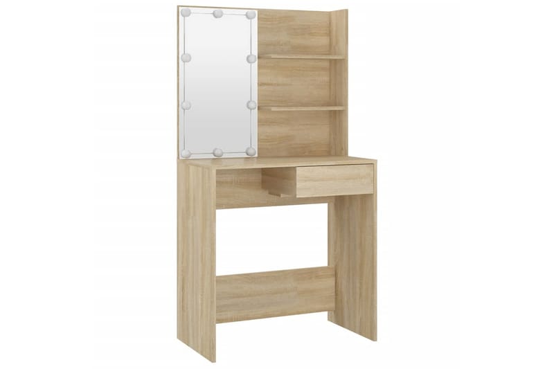 beBasic Sminkebord med LED sonoma eik 74,5x40x141 cm - Brun - Møbler - Bord - Sminkebord & toalettbord